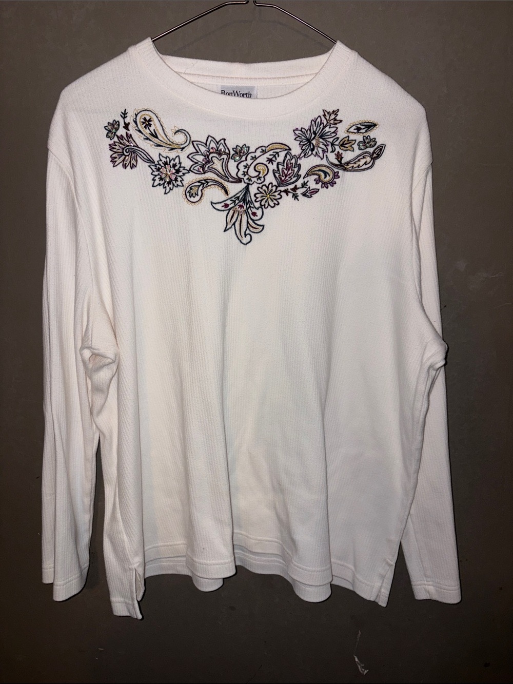 Bonworth White Embroidered Long-Sleeve Top